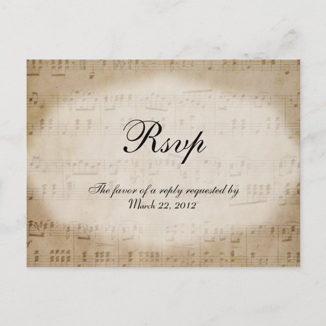 Partition Musique RSVP Diner Choix Carte Postale (Devant)