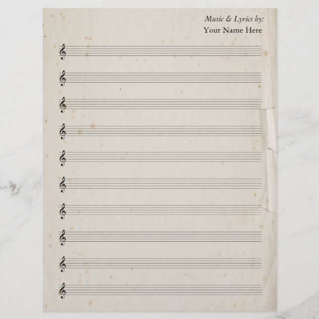 Partition vierge Musique 10 Stave Antique Papier T (Devant)
