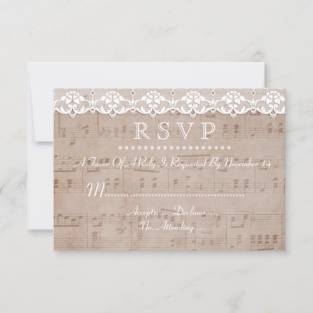Partition vintage & Mariage en dentelle RSVP Perso (Devant)