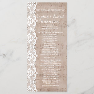 Partition vintage & Programme de mariage dentelle 