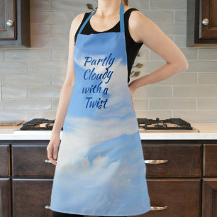 Partly Cloudy with a Twist Sky Blue Customizable Apron