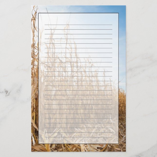 Partly Harvested Corn Field Stationery (Front)