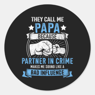 Partner In Crime For Grandpa Fathers Day Birthday Classic Round Sticker