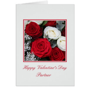 Partner Valentine's Day red and white roses