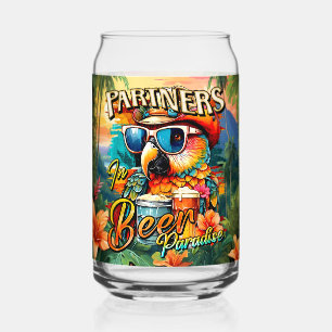 Partners in Beer Paradise Parrot Tropical Can Glass
