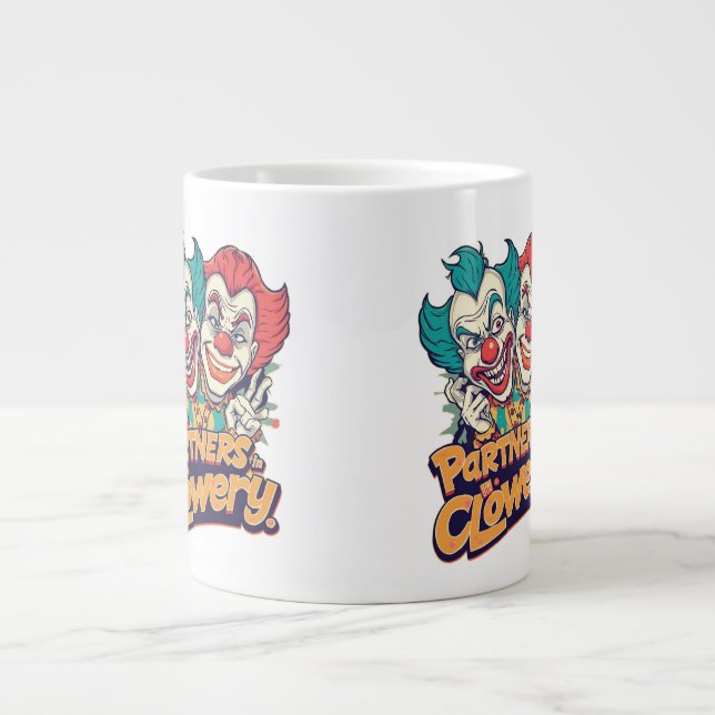 Partners in Clowery (Funny Clown Pun) Large Coffee Mug (Front)
