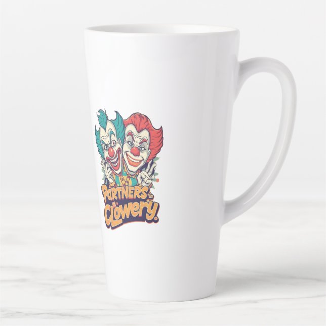 Partners in Clowery (Funny Clown Pun) Latte Mug (Right)