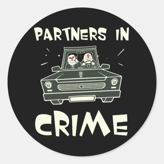 Partners in Crime Best Friends Matching BFF Outfit Classic Round Sticker (Front)