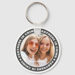 Partners in Crime BFF Simple Modern Custom Photo Keychain