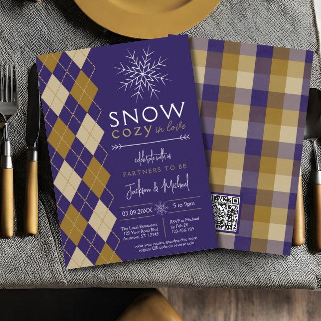 Partners to Be Grandpa Chic Winter Wedding Shower Invitation (Creator Uploaded)
