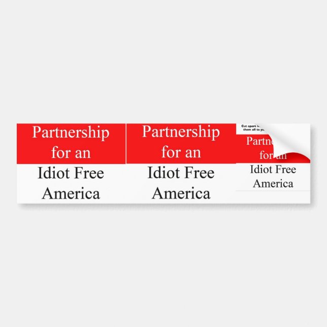 Partnership for an Idiot Free America Bumper Sticker (Front)