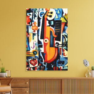 Parto de Viola Bom Menage, Cubism, Canvas Print
