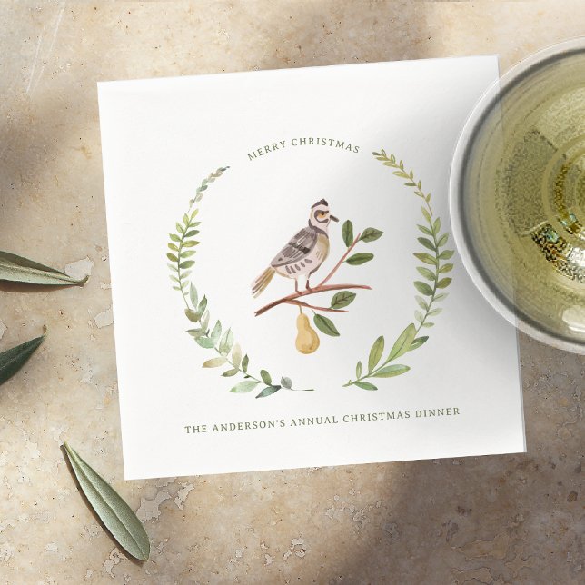 Partridge | 12 Day of Christmas Monogram Holiday Napkin (Creator Uploaded)