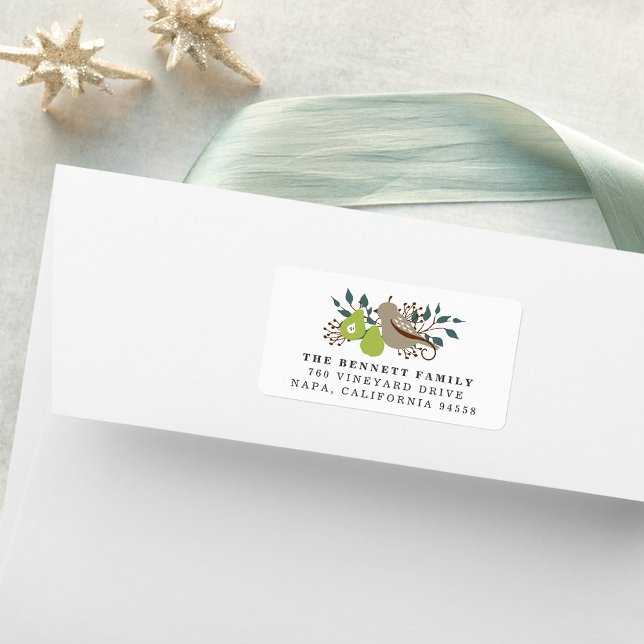 Partridge and Pear Holiday Return Address Label (Creator Uploaded)
