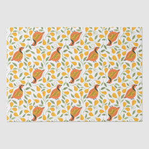 Partridge and pear trees seamless Christmas patter Tissue Paper