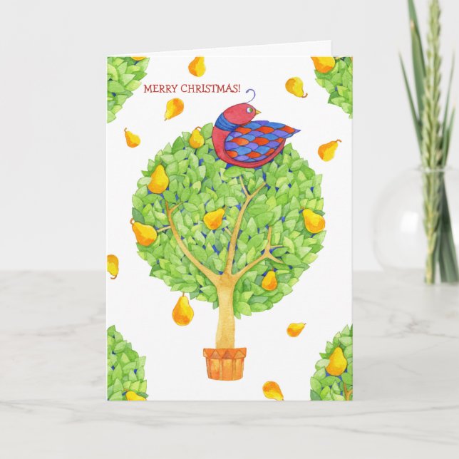 Partridge dans un arbre à poires Carte de Noël (Devant)