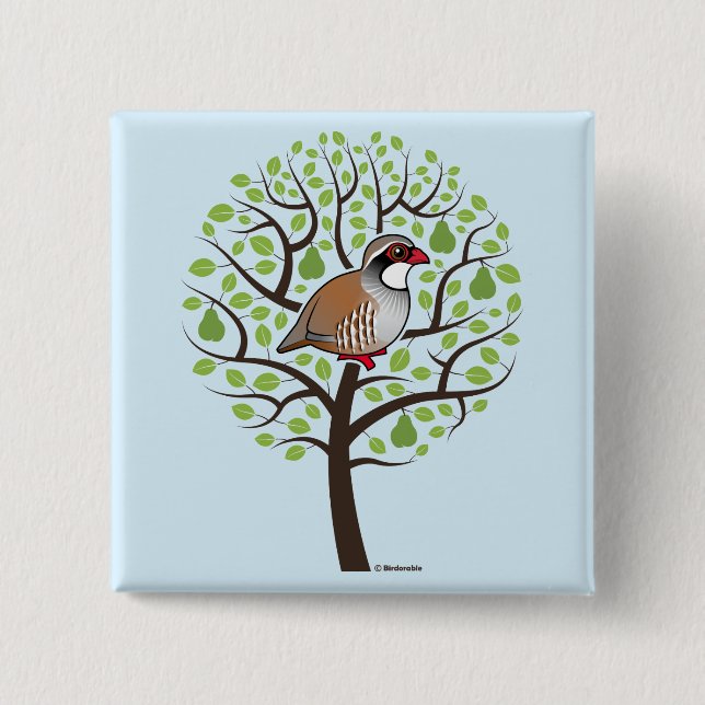 Partridge in a Pear Tree 2 Inch Square Button (Front)
