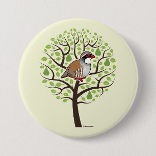 Partridge in a Pear Tree 3 Inch Round Button