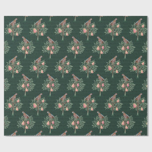 Partridge in a pear tree Christmas Carole on green Wrapping Paper