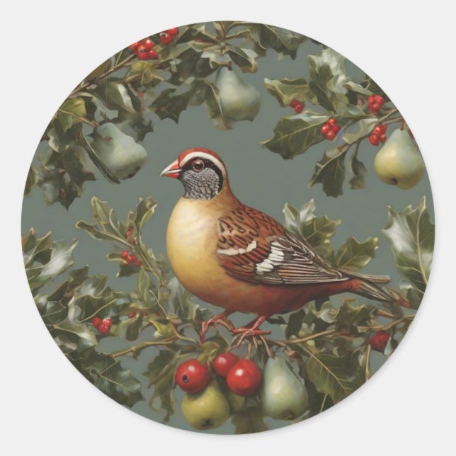 Partridge in a pear tree classic round sticker (Front)
