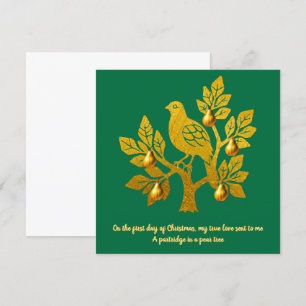 Partridge In A Pear Tree Emerald Green Christmas Holiday Card