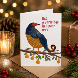 Partridge in a Pear Tree Funny Hand-Drawn Holiday Card