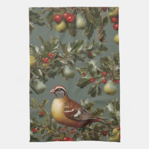 Partridge in a pear tree kitchen towel