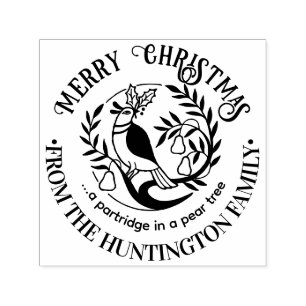 Partridge in a Pear Tree Merry Christmas Name #2 Self-inking Stamp