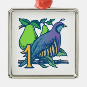 Partridge in a Pear Tree Metal Ornament