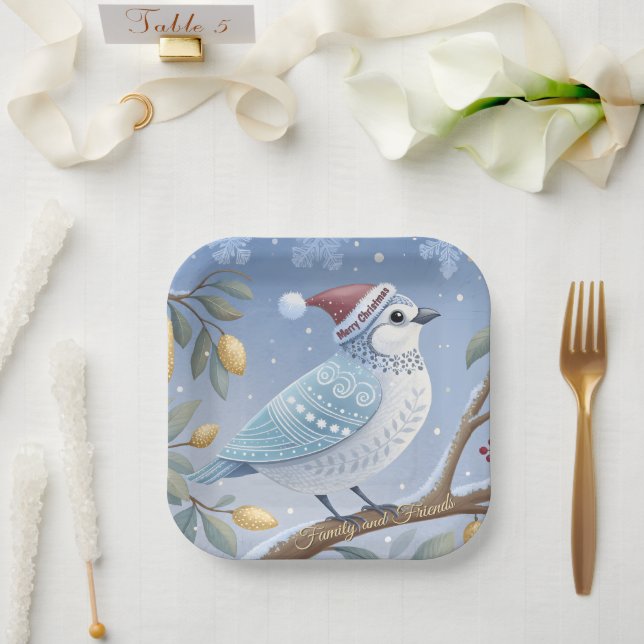 Partridge In A Pear Tree Paper Plate (Wedding)