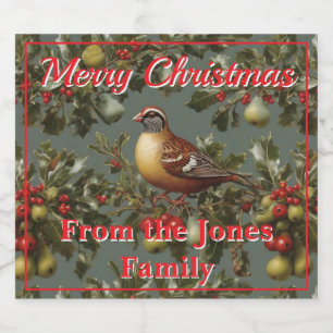 Partridge in a pear tree personalize  sparkling wine label