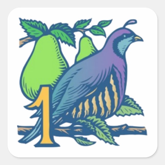 Partridge in a Pear Tree Square Sticker (Front)