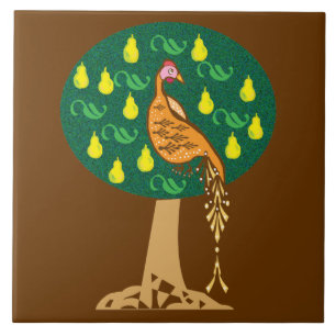 Partridge in a pear tree tile
