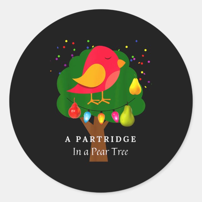 Partridge In A Pear Tree Twelve Days Of Christmas  Classic Round Sticker (Front)