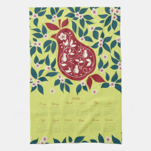 Partridge Pear Tree 2026 Calendar - Bartlett Green Kitchen Towel