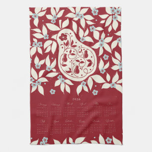Partridge Pear Tree 2026 Calendar - Cream Kitchen Towel
