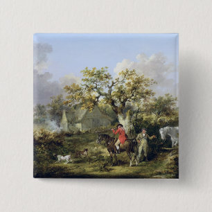 Partridge Shooting (oil on canvas) 2 Inch Square Button