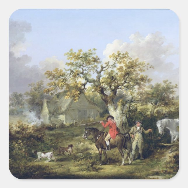 Partridge Shooting (oil on canvas) Square Sticker (Front)