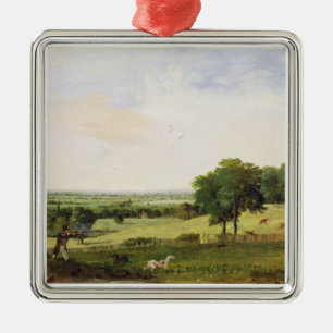 Partridge Shooting (oil on millboard) Metal Ornament
