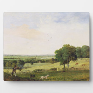 Partridge Shooting (oil on millboard) Plaque
