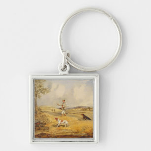 Partridge Shooting (oil on panel) Keychain