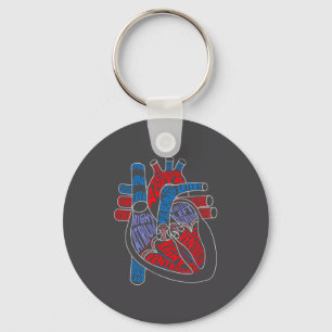Parts Of Heart Anatomical Heart Gift For Cardiolog Keychain