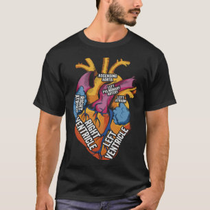 Parts Of Heart Cardiology Men Women Anatomical Car T-Shirt