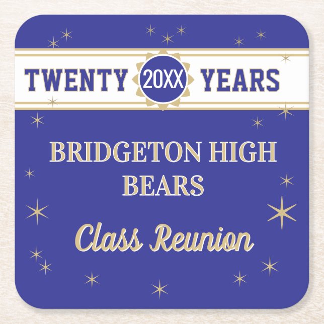 Party! 20th Reunion Celebration  Square Paper Coaster (Front)