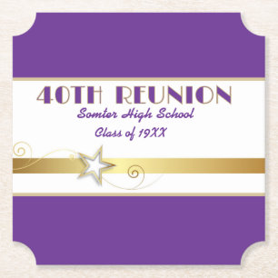 Party! 40th Class Reunion custom  Paper Coaster