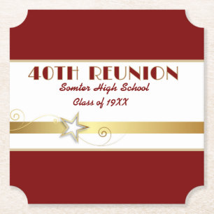 Party! 40th Class Reunion custom Paper Coaster