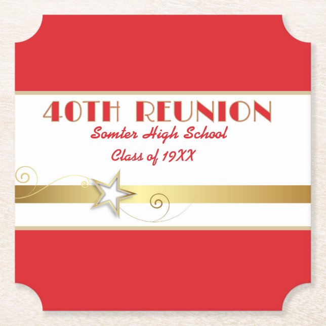 Party! 40th Class Reunion custom  Paper Coaster (Front)