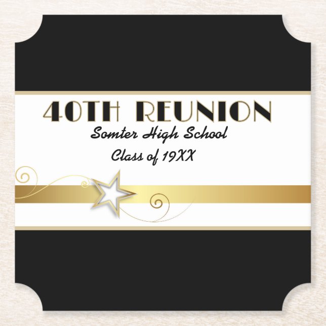 Party! 40th Class Reunion custom  Paper Coaster (Front)