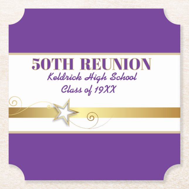Party! 50th Class Reunion custom  Paper Coaster (Front)
