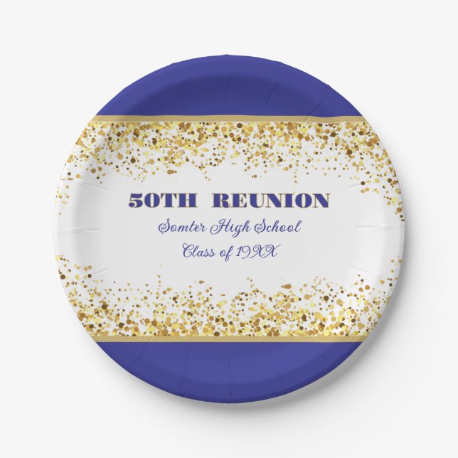 Party! 50th Class Reunion custom  Paper Plate (Front)